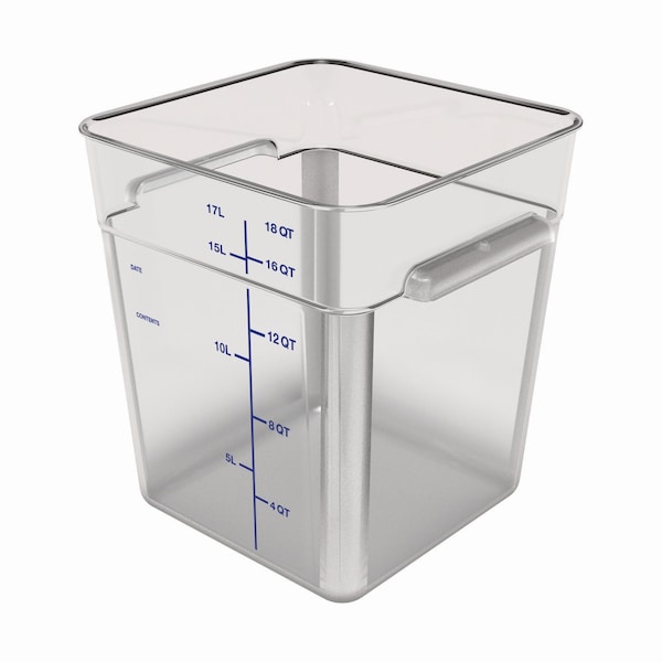 Squares Polycarbonate Food Storage Container, 6 qt, 8.75 x 8.75 x 7.31, Clear, Plastic